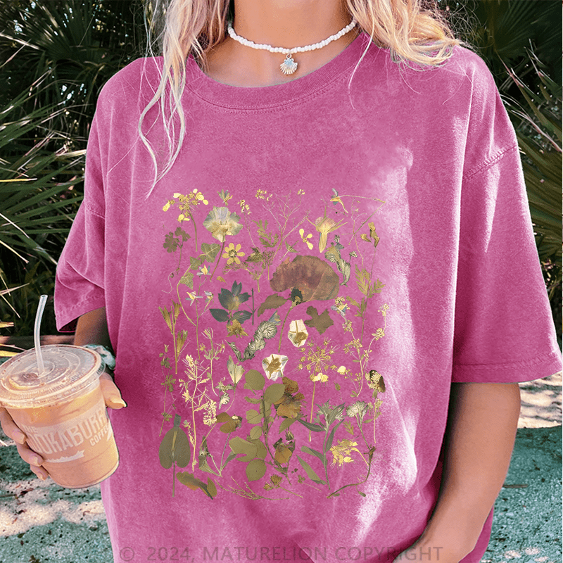 Maturelion Wildflowers DTG Printing Washed Cotton T-Shirt