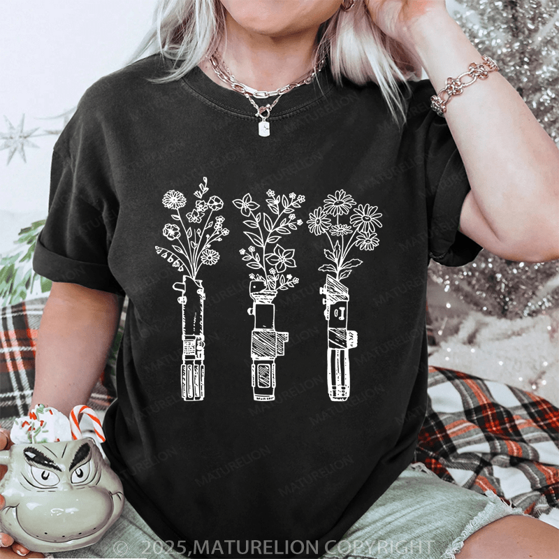 Maturelion Women's T-Shirt Flower Printed Funny T-Shirt