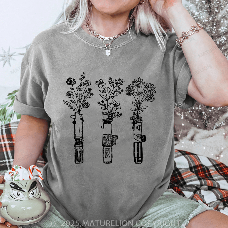Maturelion Women's T-Shirt Flower Printed Funny T-Shirt