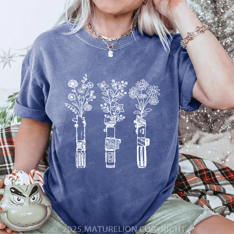 Maturelion Women's T-Shirt Flower Printed Funny T-Shirt