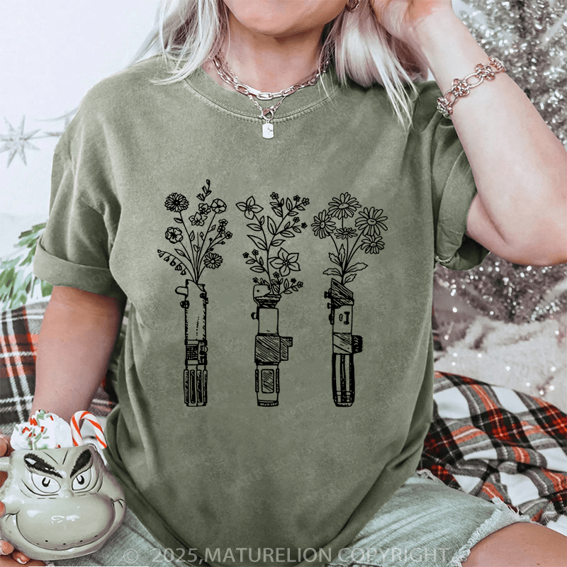 Maturelion Women's T-Shirt Flower Printed Funny T-Shirt