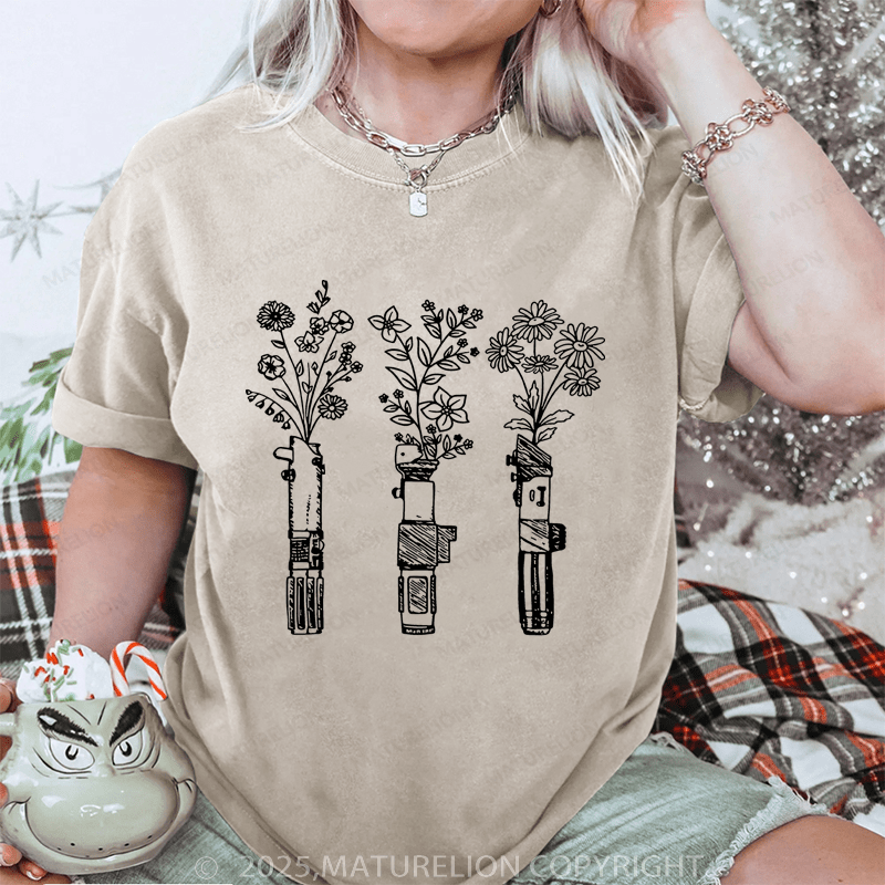 Maturelion Women's T-Shirt Flower Printed Funny T-Shirt