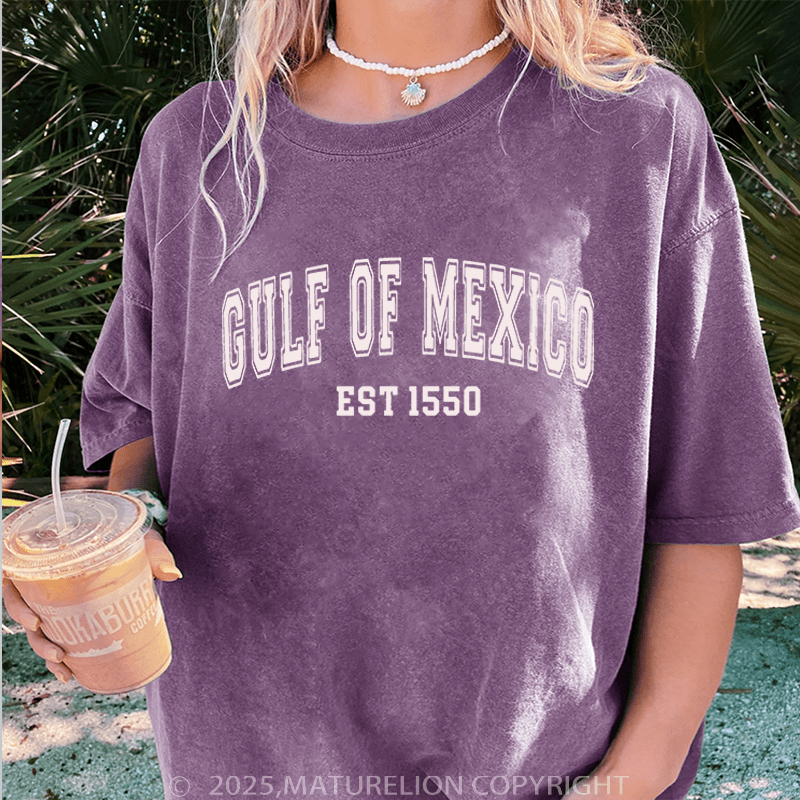 Maturelion Women's Washed T-Shirt Gulf Of Mexico Washed T-Shirt