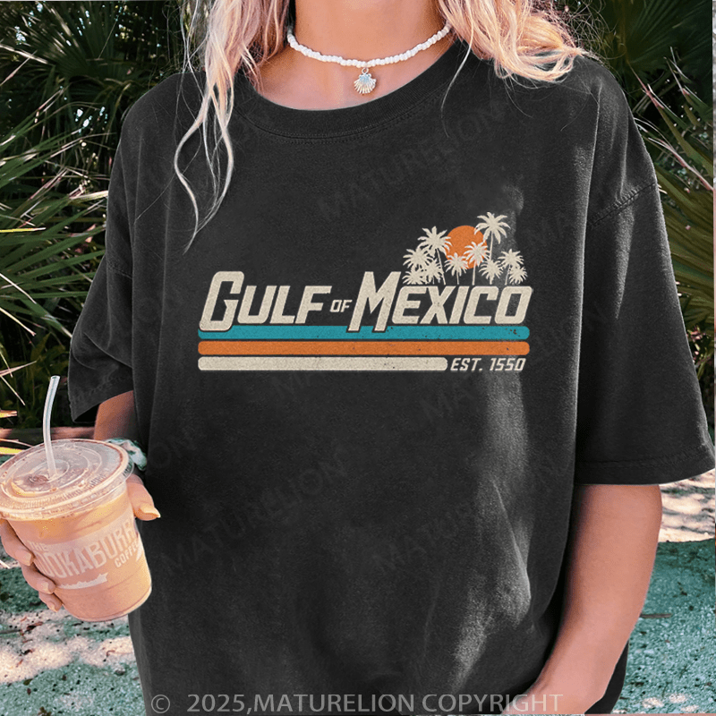 Maturelion Women's Washed T-Shirt Gulf Of Mexico Washed T-Shirt