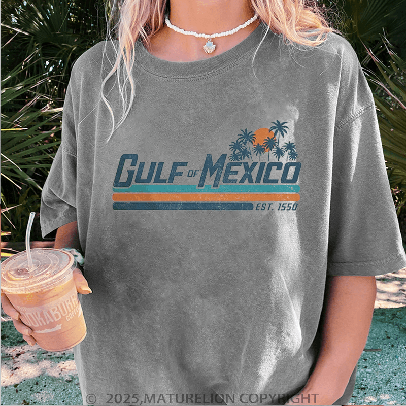 Maturelion Women's Washed T-Shirt Gulf Of Mexico Washed T-Shirt
