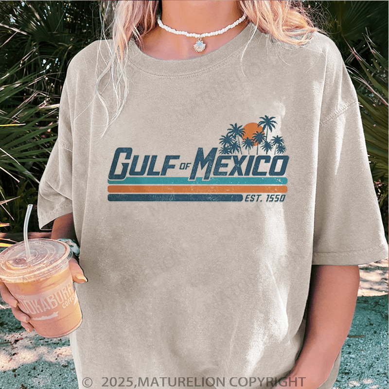 Maturelion Women's Washed T-Shirt Gulf Of Mexico Washed T-Shirt