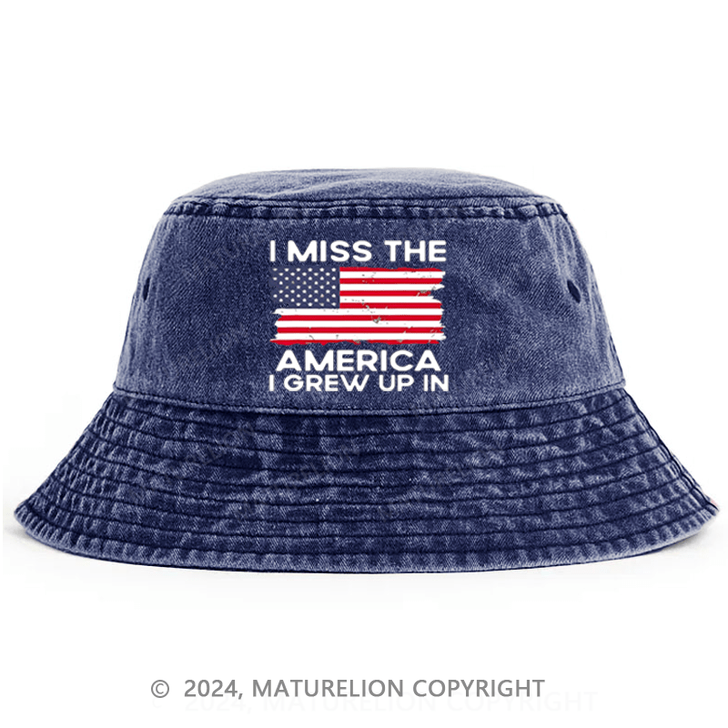 Matureolion I Miss The America I Grew Up In USA Flag Print Bucket Hat