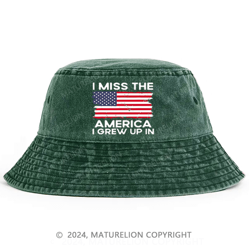 Matureolion I Miss The America I Grew Up In USA Flag Print Bucket Hat