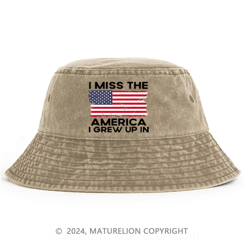 Matureolion I Miss The America I Grew Up In USA Flag Print Bucket Hat