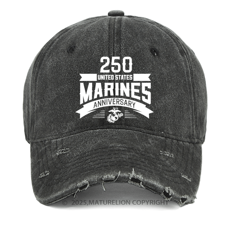 Maturelion Men's Washed Vintage Cap USMC 250th Anniversary Ribbon Cap
