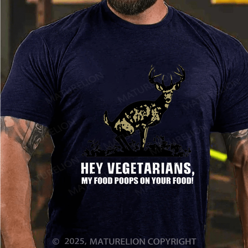 Maturelion Men's T-shirt Food Poops Vegetarians Essential Cotton T-shirt
