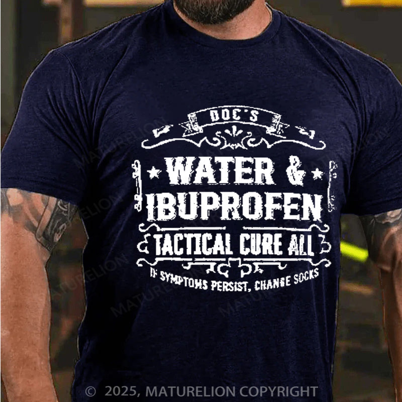 Maturelion Men's T-shirt Doc's Water & Ibuprofen Cure-All Cotton T-shirt