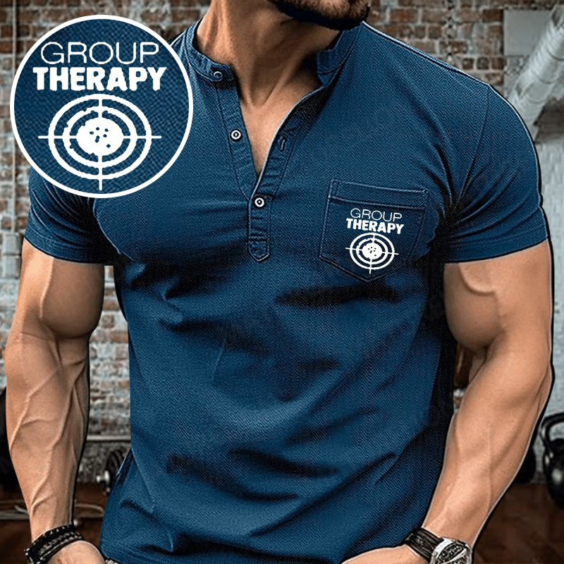 Maturelion Men's Henley Shirt Group Therapy Target Practice Shooting Henley Shirt