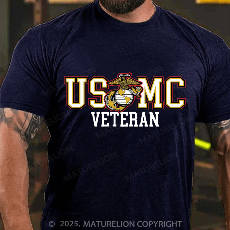 Maturelion Men's T-shirt Bold USMC Veteran Cotton T-shirt