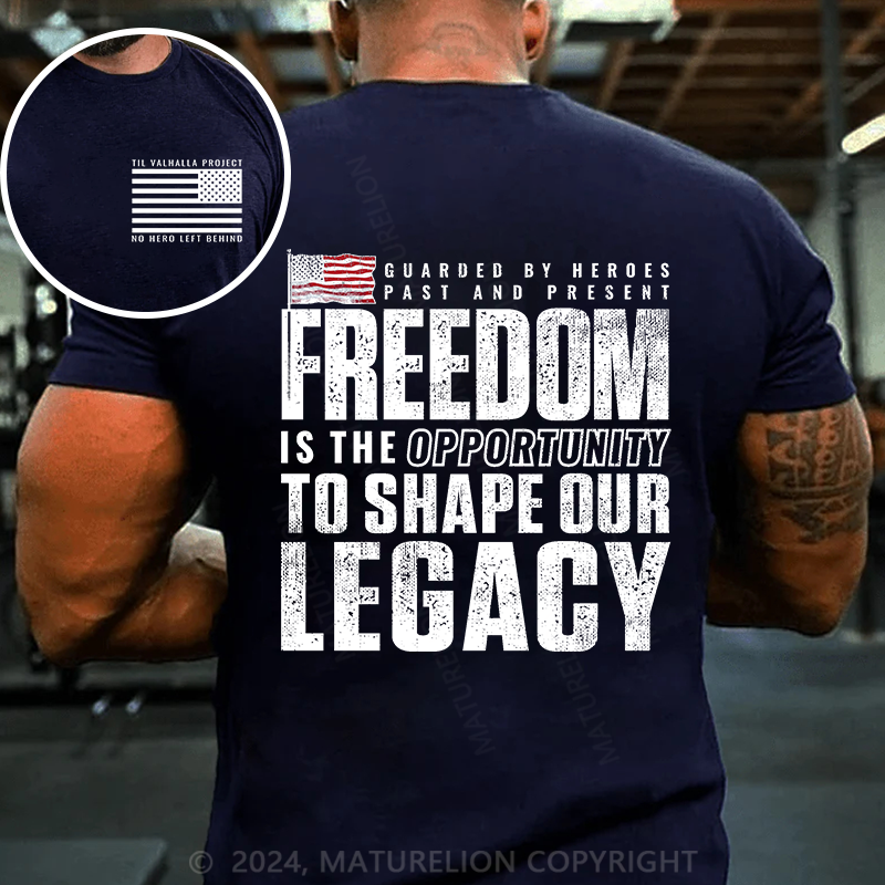 Maturelion Men's T-Shirt Freedom Guarded by Heroes Cotton T-Shirt