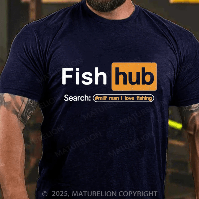 Maturelion Men's T-shirt Fish Hub Cotton T-shirt