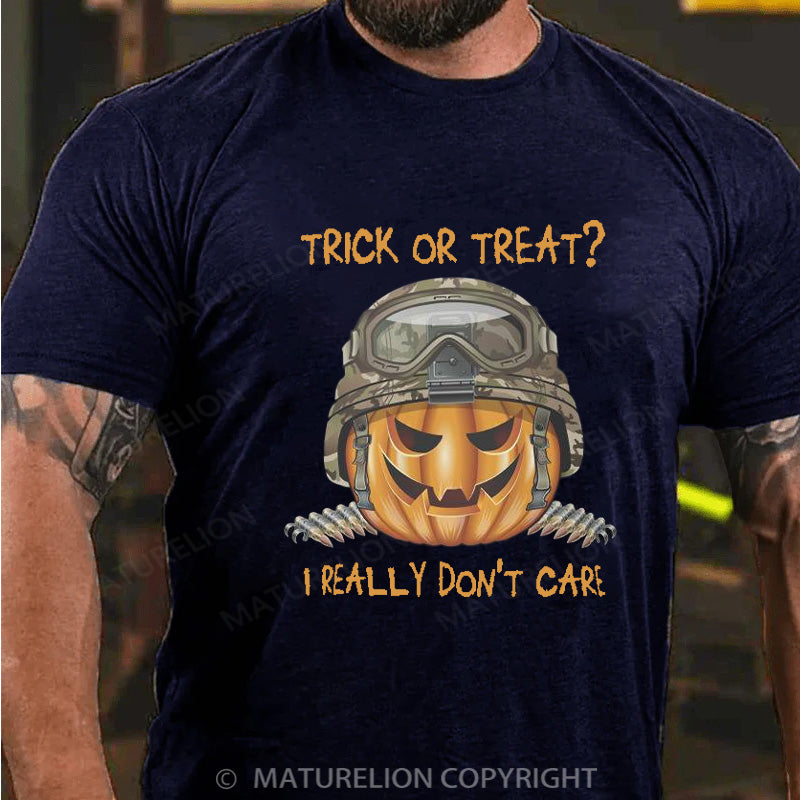 Maturelion Men's T-shirt Trick Or Treat I Really Don't Care Cotton T-shirt