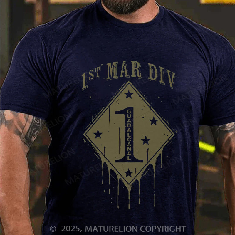 Maturelion Men's T-shirt 1ST MAR DIV GUADALCANAL Cotton T-shirt