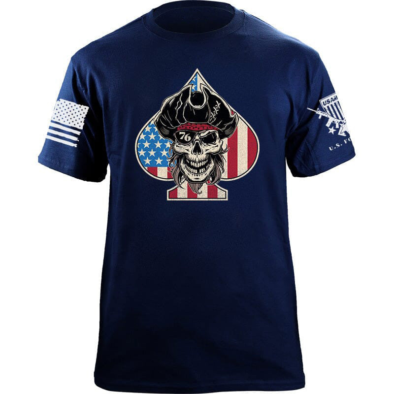 Maturelion Men's T-shirt Pirate Spade USA Flag Cotton T-shirt