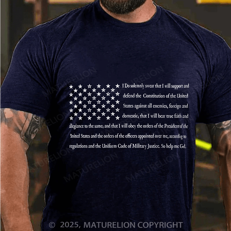 Maturelion Men's T-shirt Mlitary Oath of Enlistment U.S. Flag Cotton T-shirt