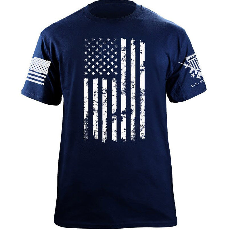 Maturelion Men's T-shirt One Color US Flag Distress Cotton T-shirt