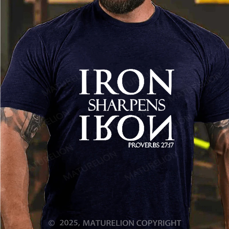 Maturelion Men's T-shirt Iron Sharpens Iron Cotton T-shirt