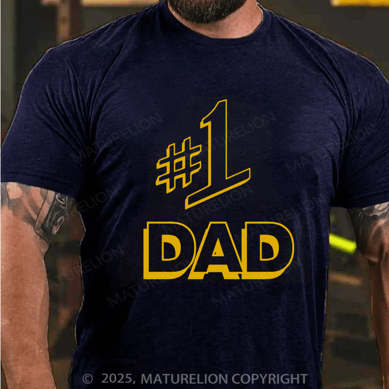 Maturelion Men's T-shirt Number 1 Dad Father's Day T-shirt