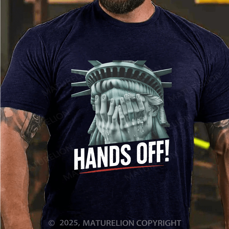 Maturelion Men's T-shirt Hands Off Cotton T-shirt