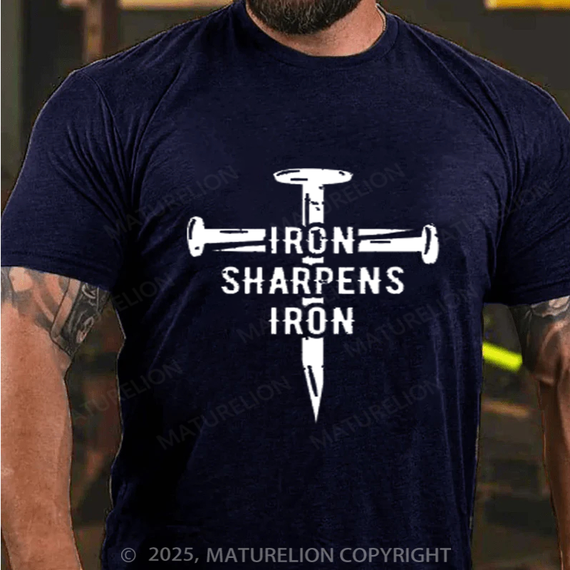 Maturelion Men's T-shirt Iron Sharpens Iron Cotton T-shirt