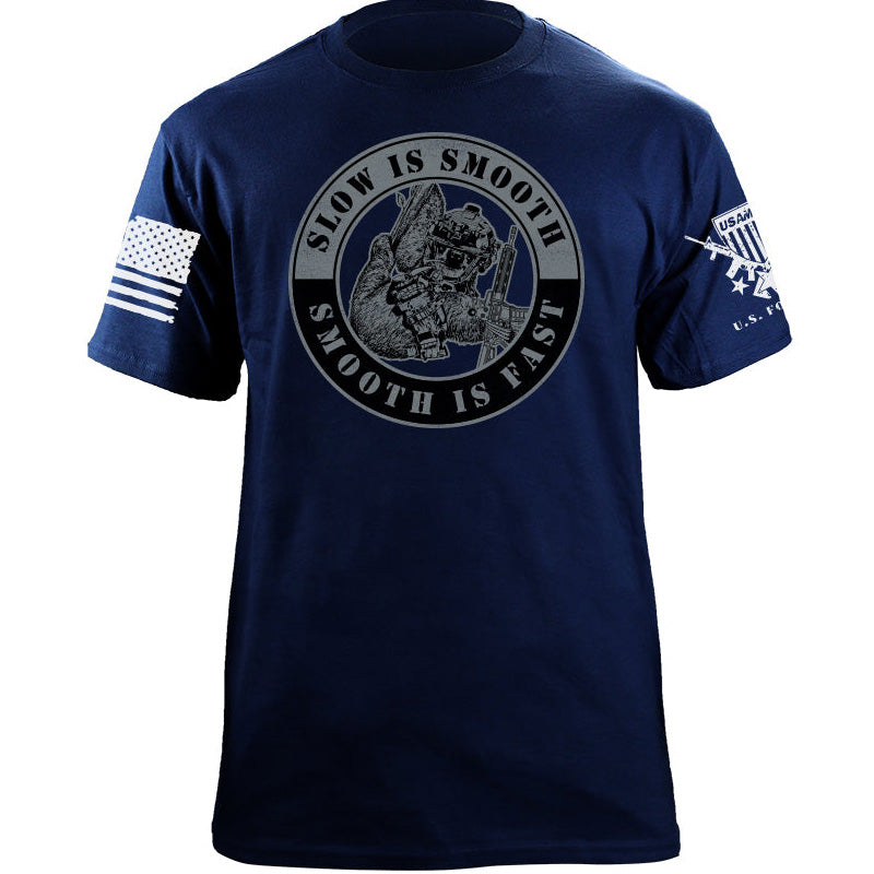 Maturelion Men's T-shirt Slow is Smooth Smooth is Fast Cotton T-shirt