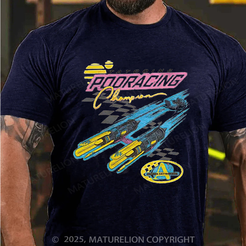 Maturelion Men's T-Shirt Retro Tatooine Podracing Champion Cotton T-Shirt