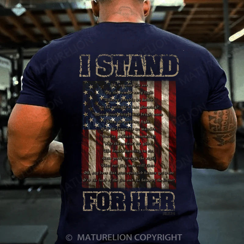 Maturelion Men's T-shirt I Stand  For Her Cotton T-shirt