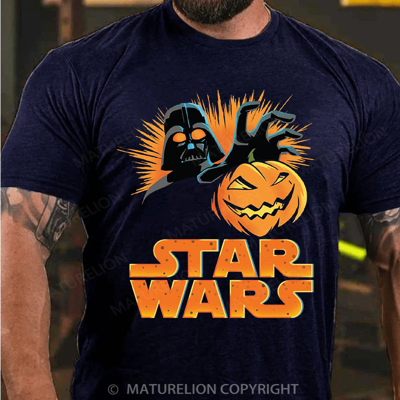 Maturelion Men's T-shirt Darth Vader Pumpkin Cotton T-shirt