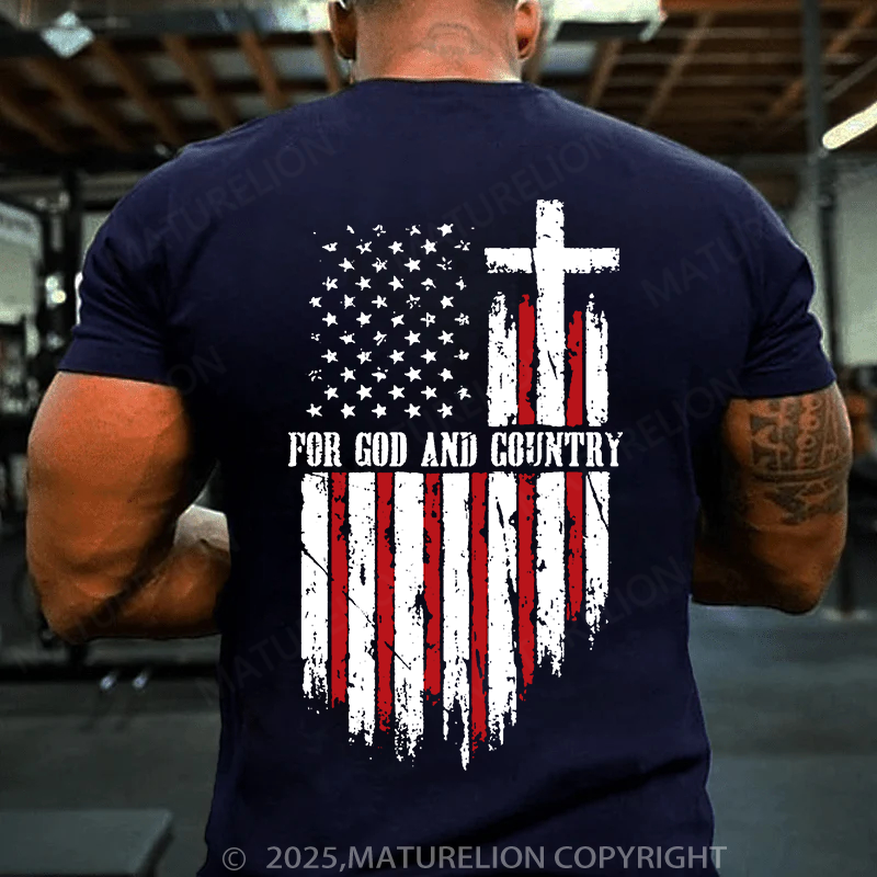 Maturelion Men's T-shirt God And Country Cotton T-shirt