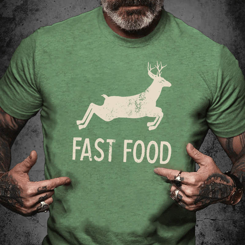 Maturelion Fast Food Funny Men Hunting Unisex Cotton T-shirt (Free Customization)