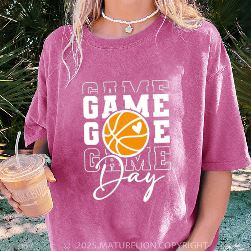 Maturelion Women's T-shirt Game Day Basketball DTG Washed T-shirt