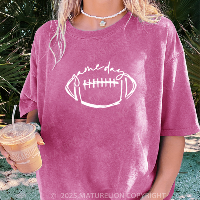 Maturelion Women's T-shirt Game Day Football DTG Washed T-shirt