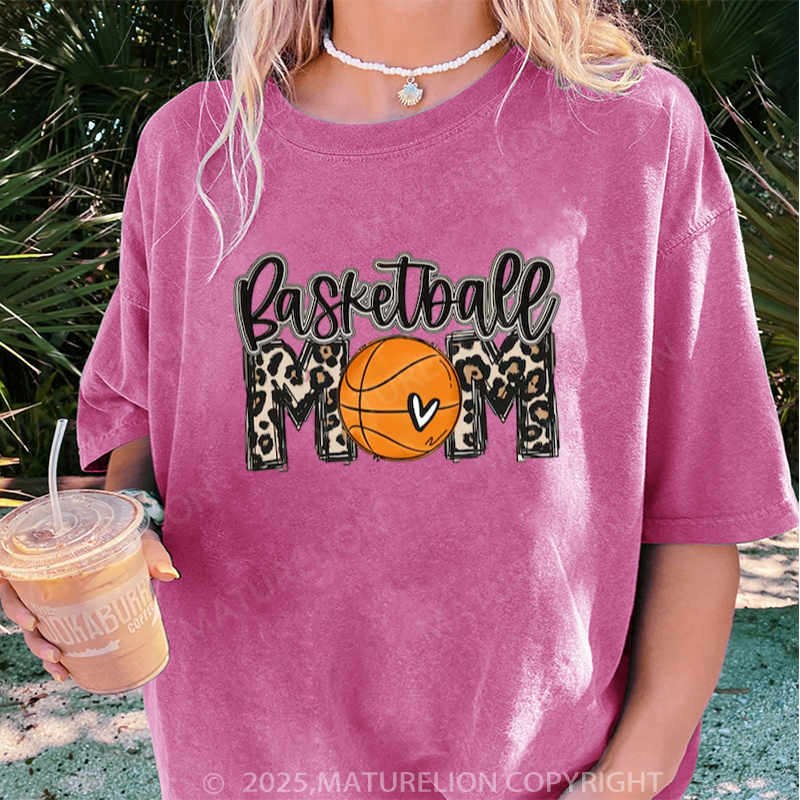 Maturelion Women's T-shirt Basketball Mom DTG Washed T-shirt