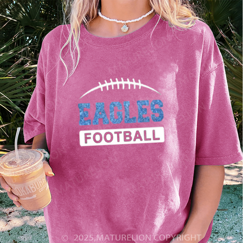 Maturelion Women's T-shirt Glitter Football Glitter DTG Washed T-shirt