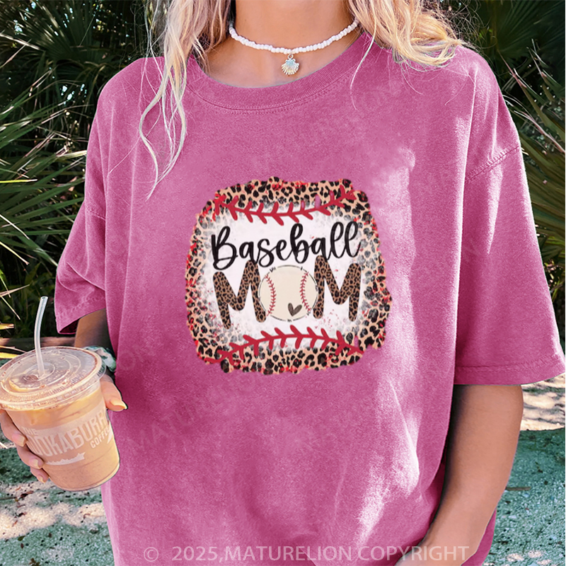 Maturelion Women's T-shirt Baseball Mama DTG Washed T-shirt
