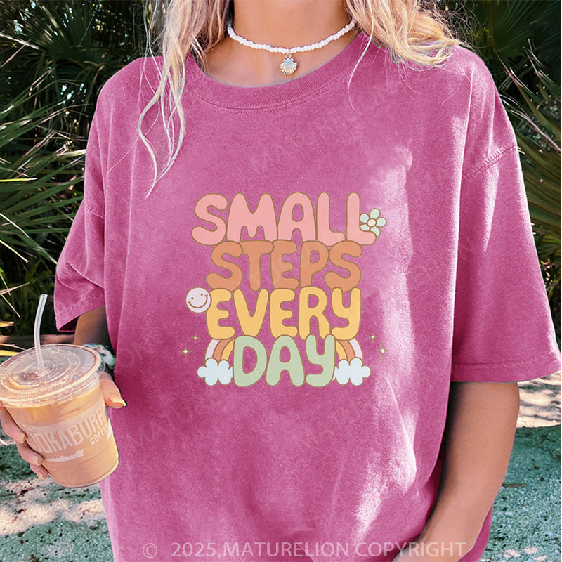 Maturelion Women's T-shirt Small Steps Every Day DTG Washed T-shirt