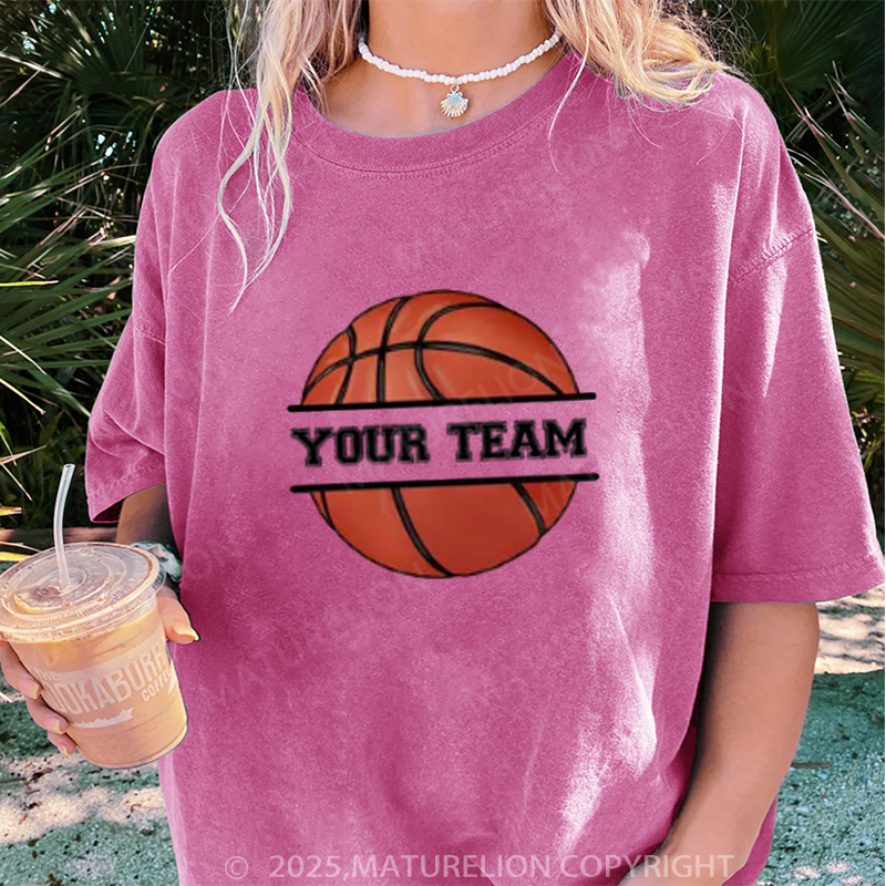 Maturelion Women's T-shirt Personalized Basketball DTG Washed T-shirt