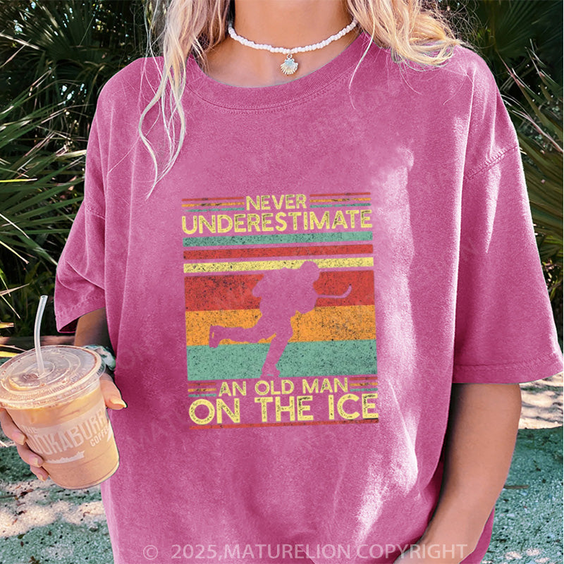 Maturelion Women's T-shirt Ice Hockey Player DTG Washed T-shirt