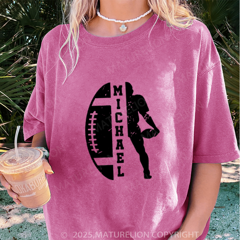 Maturelion Women's T-shirt Custom Football DTG Washed T-shirt
