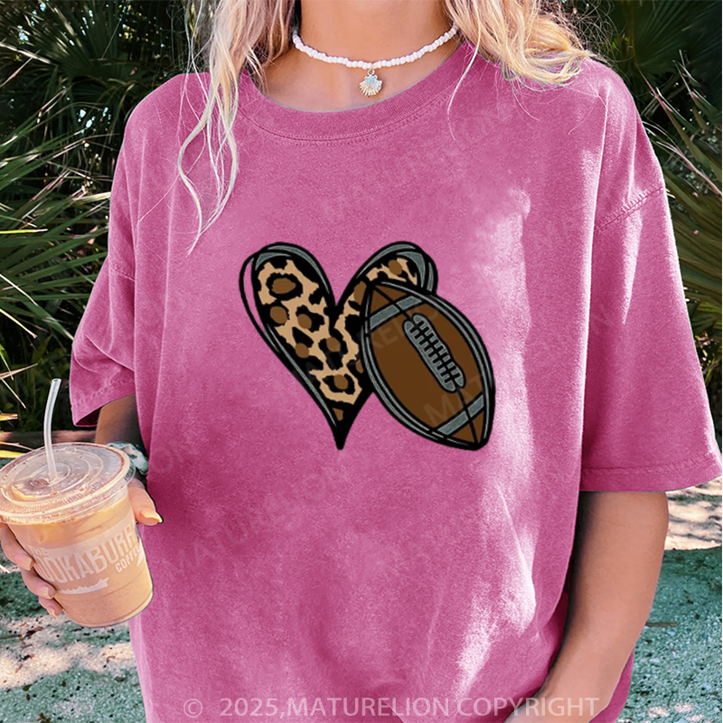 Maturelion Women's T-shirt Football Love DTG Washed T-shirt