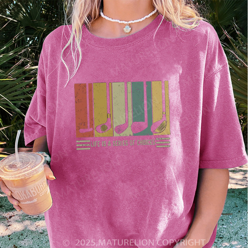Maturelion Women's T-shirt Gifts For Golfers DTG Washed T-shirt