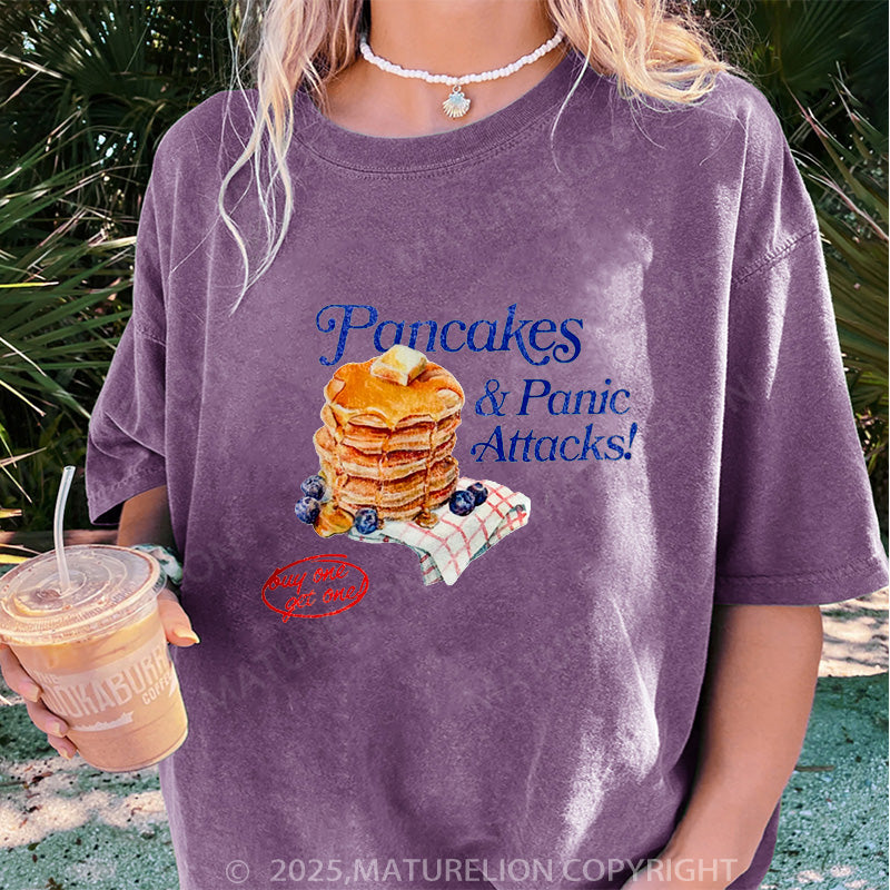 Maturelion Women's T-shirt Pancakes & Panic Attacks! DTG Washed T-shirt