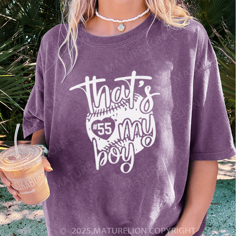 Maturelion Women's T-shirt That's My Boy Custom Sport DTG Washed T-shirt