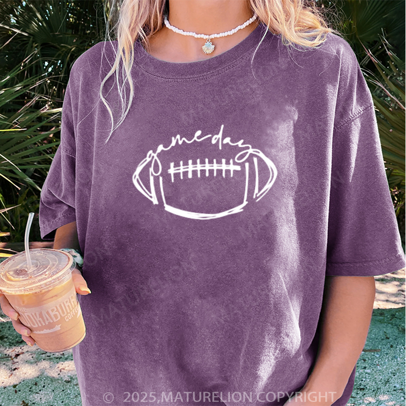 Maturelion Women's T-shirt Game Day Football DTG Washed T-shirt
