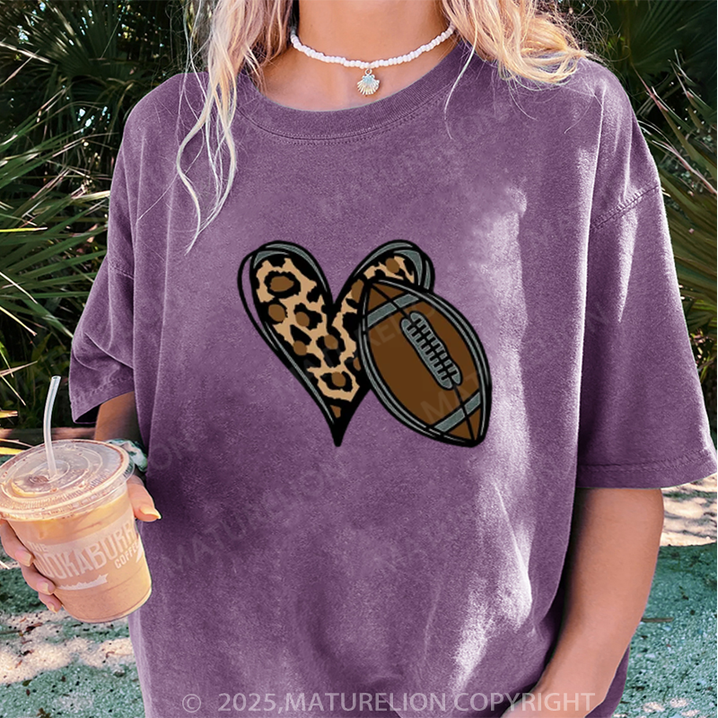 Maturelion Women's T-shirt Football Love DTG Washed T-shirt